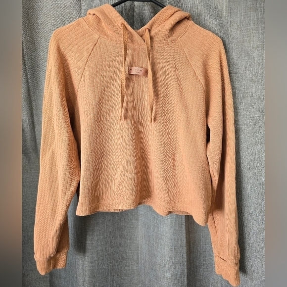 Nike Cropped Knit Hoodie Color Cognac Athletic Hoodie Size M Retail $80 - Picture 1 of 5